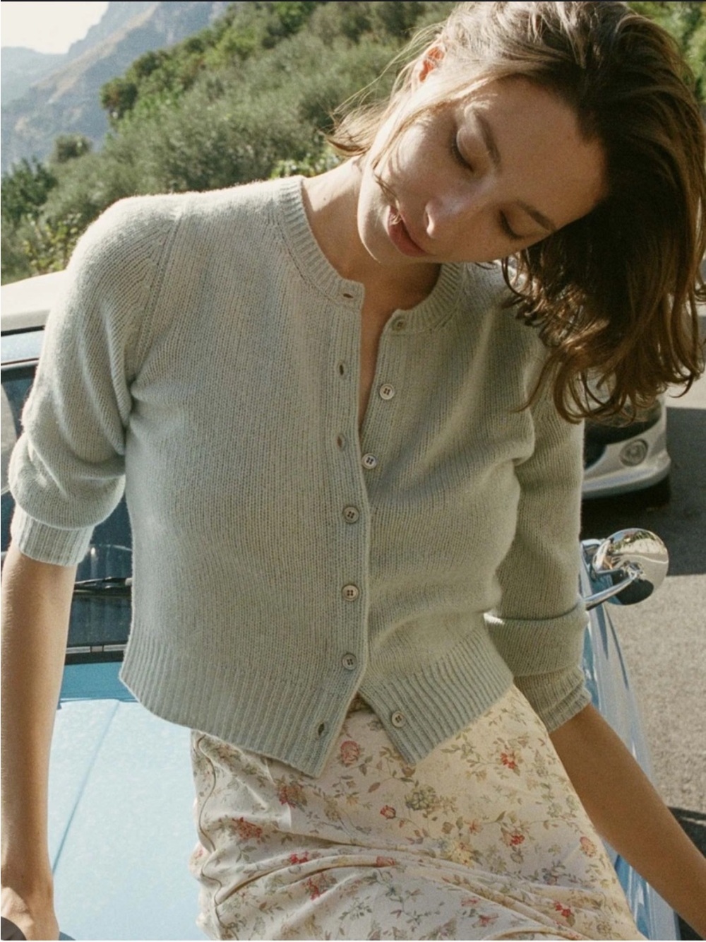 DOEN Danae Cashmere Cardigan in Tidepool